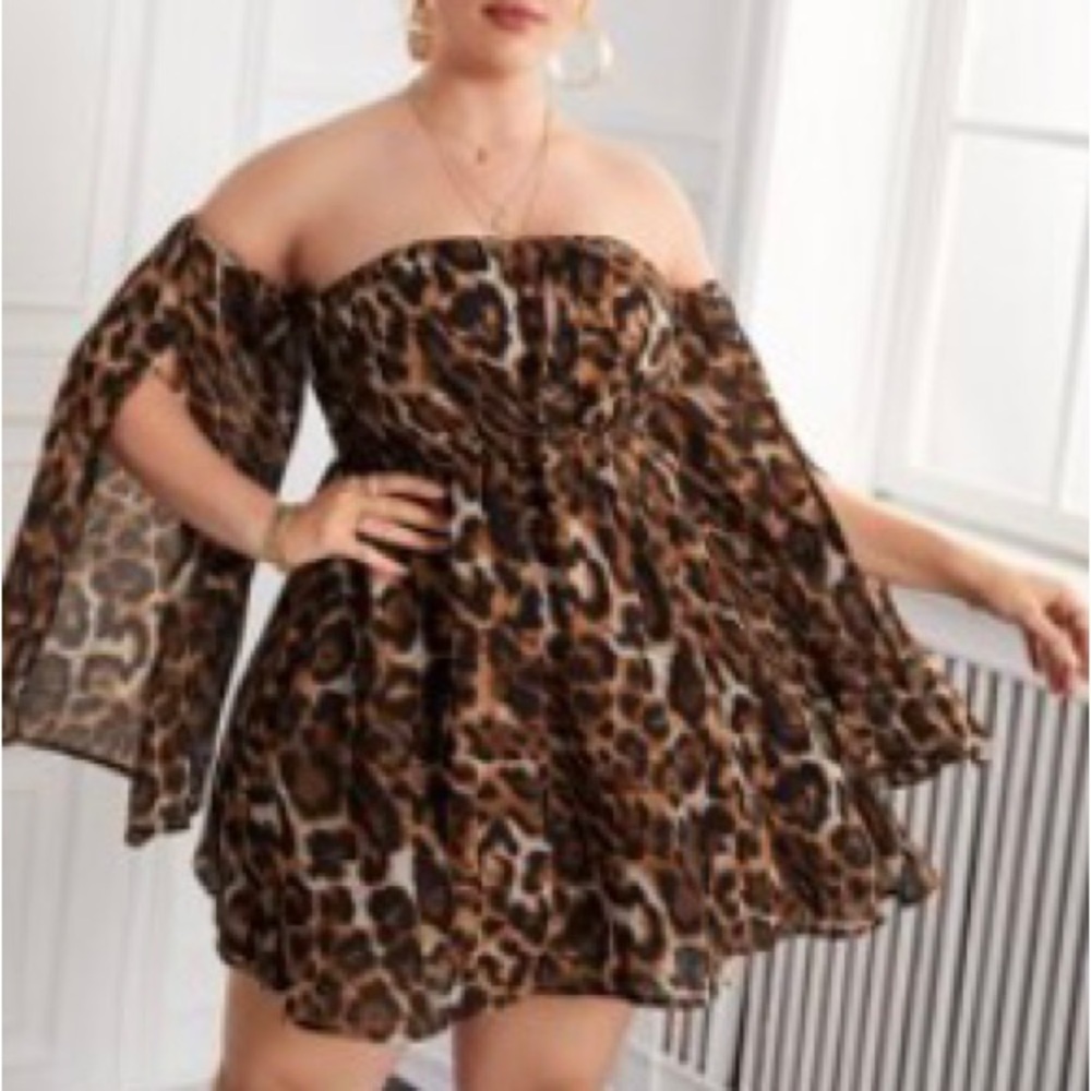Leopard off Shoulder Dress